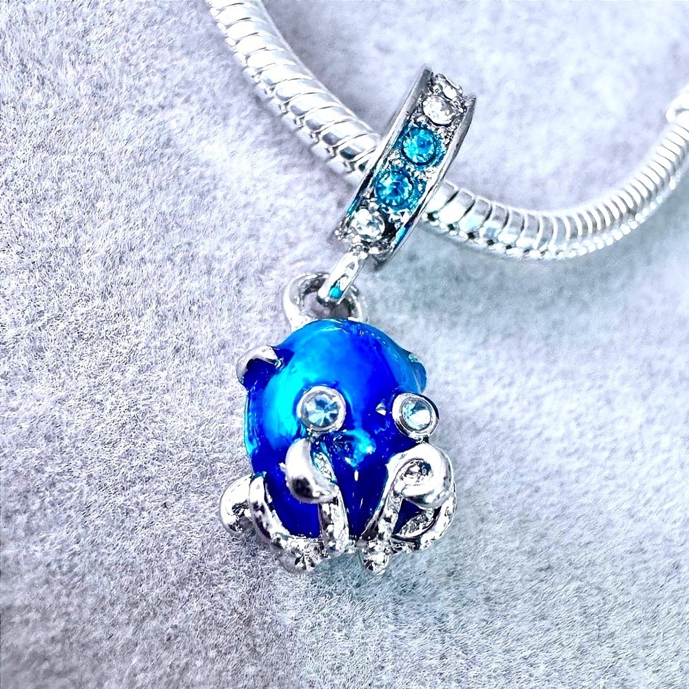 Blue Octopus Dangle Charm fits PANDORA